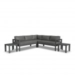 Grayton 5 Seat Sectional with 2 End Tables in Gray by homestyles