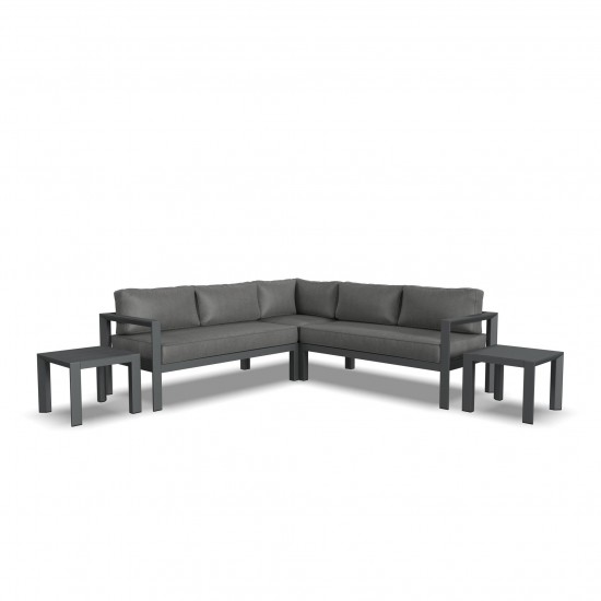 Grayton 5 Seat Sectional with 2 End Tables in Gray by homestyles