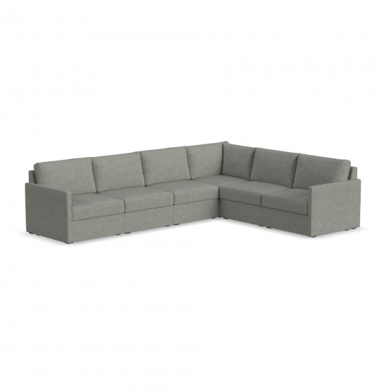 Flex 6-Seat Sectional with Narrow Arm in Pebble by homestyles