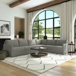 Flex 6-Seat Sectional with Narrow Arm in Pebble by homestyles