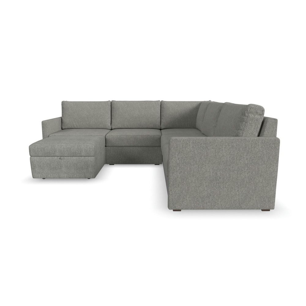 Flex 5-Seat Sectional with Narrow Arm and Storage Ottoman Pebble by homestyles