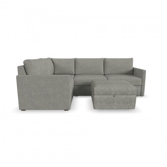 Flex 4-Seat Sectional with Narrow Arm and Storage Ottoman Pebble by homestyles