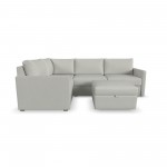 Flex 4-Seat Sectional with Narrow Arm and Storage Ottoman in Frost by homestyles