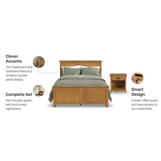 Oak Park Queen Bed and Nightstand in Brown by homestyles