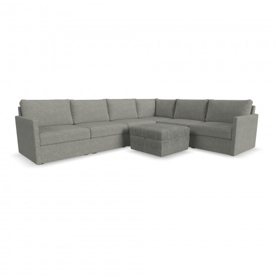 Flex 6-Seat Sectional with Narrow Arm and Storage Ottoman Pebble by homestyles