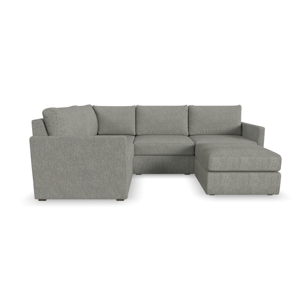 Flex 4-Seat Sectional with Narrow Arm and Ottoman in Pebble by homestyles