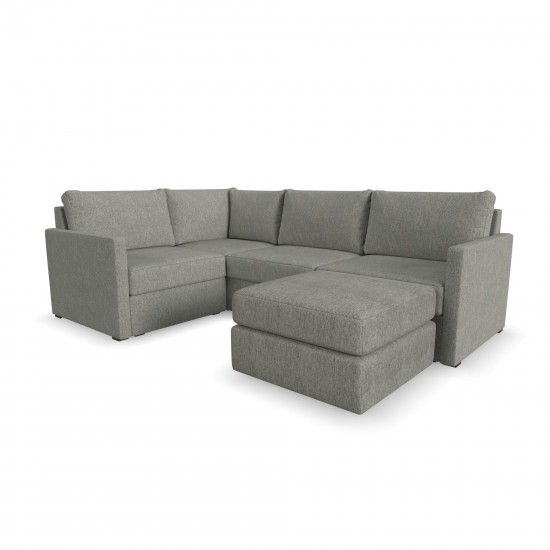 Flex 4-Seat Sectional with Narrow Arm and Ottoman in Pebble by homestyles