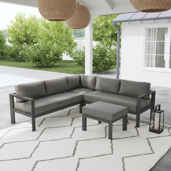 Grayton 5 Seat Sectional w/ Ottoman in Gray by homestyles