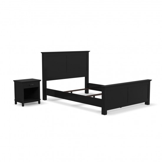 Oak Park Queen Bed and Nightstand in Black by homestyles