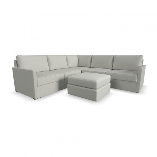 Flex 5-Seat Sectional with Narrow Arm and Ottoman in Frost by homestyles