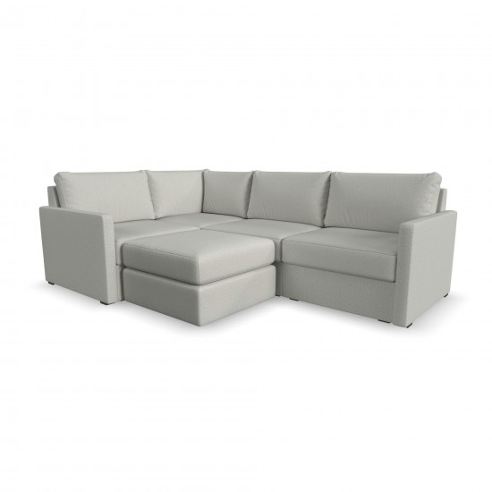 Flex 4-Seat Sectional with Narrow Arm and Ottoman in Frost by homestyles