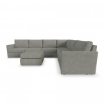 Flex 6-Seat Sectional with Narrow Arm and Ottoman in Pebble by homestyles