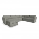 Flex 6-Seat Sectional with Narrow Arm and Ottoman in Pebble by homestyles