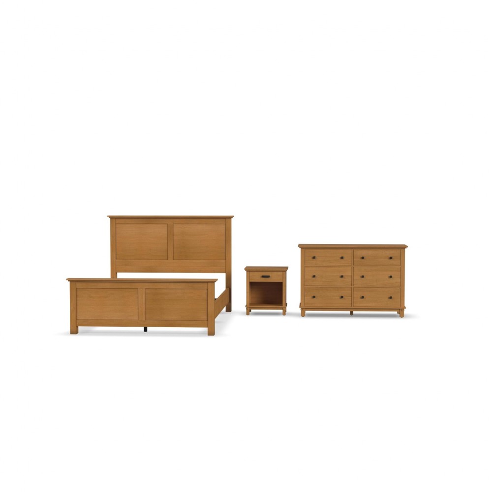 Oak Park Queen Bed, Nightstand and Dresser by homestyles -Brown