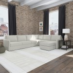 Flex 6-Seat Sectional with Narrow Arm and Ottoman in Frost by homestyles