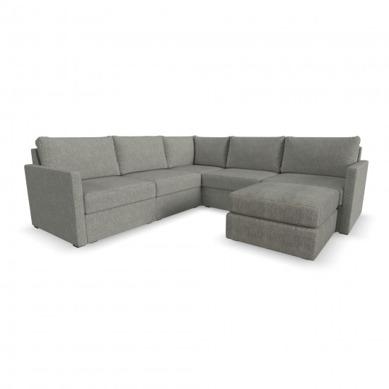 Flex 5-Seat Sectional with Narrow Arm and Ottoman in Pebble by homestyles