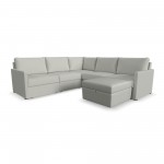 Flex 5-Seat Sectional with Narrow Arm and Storage Ottoman in Frost by homestyles