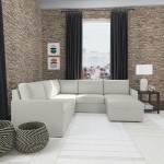 Flex 5-Seat Sectional with Narrow Arm and Storage Ottoman in Frost by homestyles