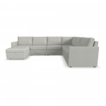 Flex 6-Seat Sectional with Narrow Arm and Storage Ottoman in Frost by homestyles