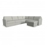 Flex 6-Seat Sectional with Narrow Arm and Storage Ottoman in Frost by homestyles