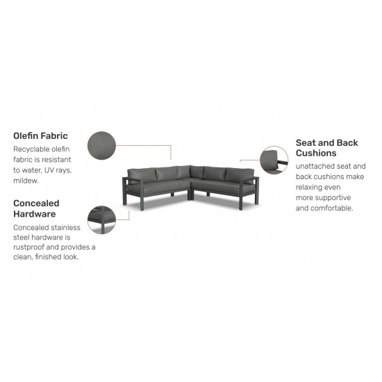 Grayton 5 Seat Sectional in Gray by homestyles