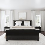 Oak Park King Bed and Two Nightstands in Black by homestyles