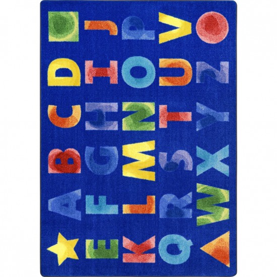 Watercolor Alphabet 5'4" x 7'8" area rug in color Rainbow