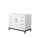 Amici 42 Inch Single Bathroom Vanity in White, No Sink, Matte Black Trim