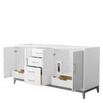 Amici 72 Inch Double Bathroom Vanity in White, No Sink, Brushed Nickel Trim