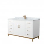 Amici 60 Inch Single Bathroom Vanity, Carrara Marble Countertop, Bronze Trim