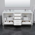 Amici 72 Inch Double Bathroom Vanity, Carrara Marble Countertop, Black Trim