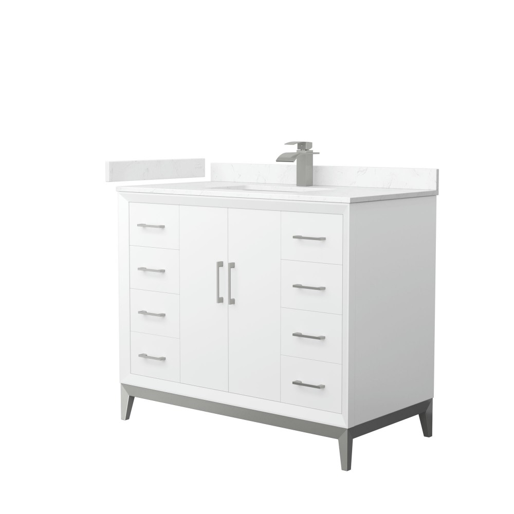 Amici 42 Inch Bathroom Vanity, Carrara Cultured Marble Countertop