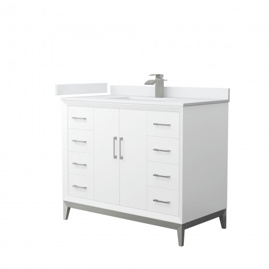 Amici 42 Inch Bathroom Vanity, Cultured Marble Countertop, Brushed Nickel Trim