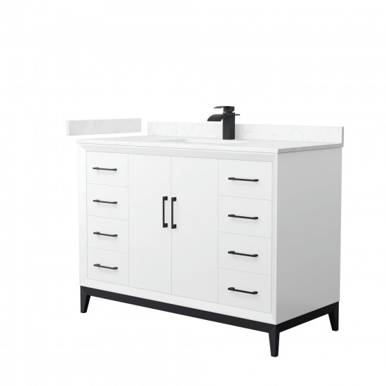 Amici 48 Inch Bathroom Vanity, Carrara Cultured Marble Countertop, Black Trim