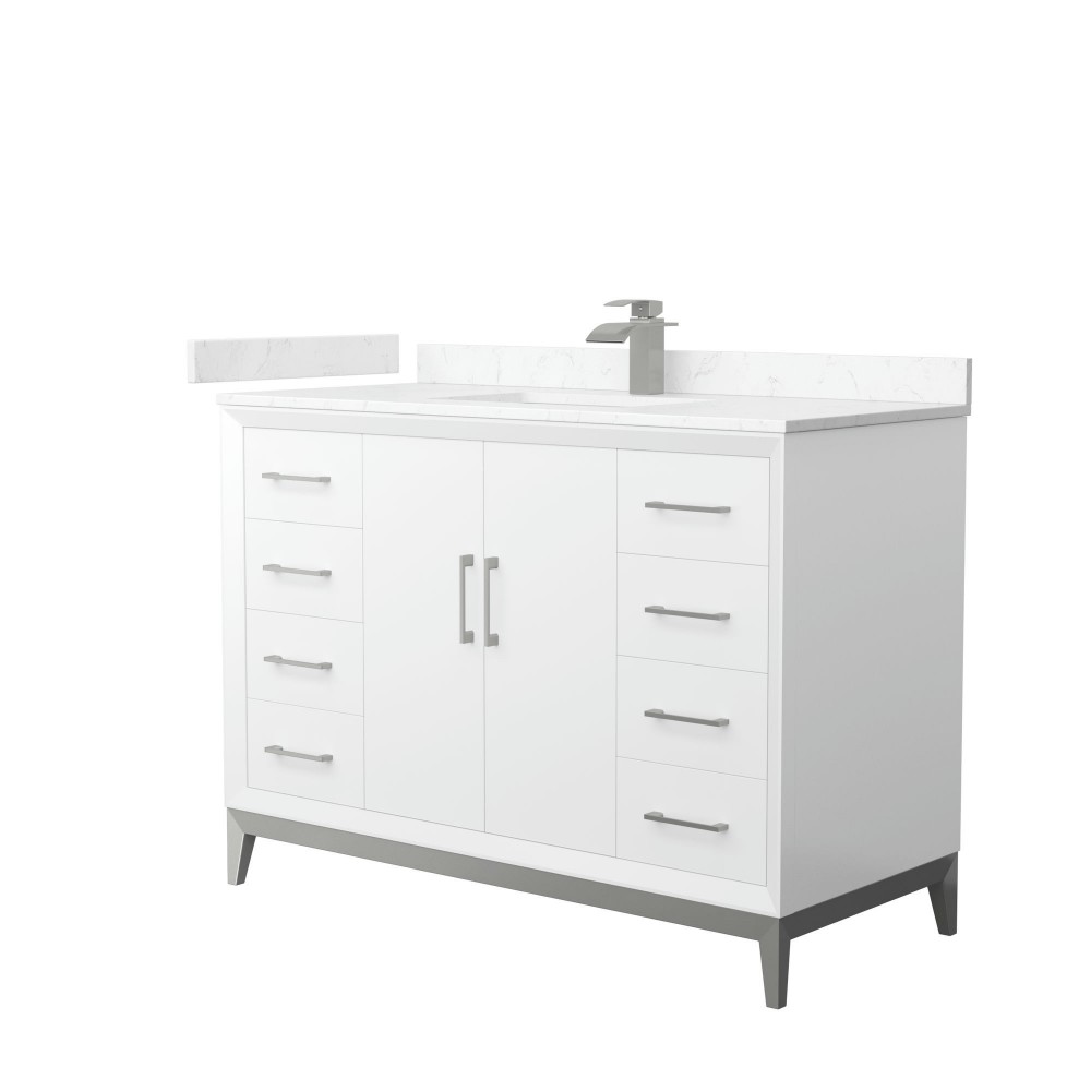 Amici 48 Inch Bathroom Vanity, Carrara Cultured Marble Countertop