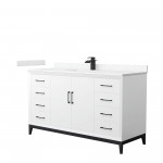 Amici 60 Inch Bathroom Vanity, Carrara Cultured Marble Countertop, Black Trim