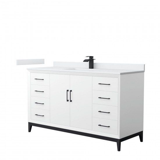 Amici 60 Inch Single Bathroom Vanity, Cultured Marble Countertop, Black Trim