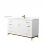 Amici 60 Inch Bathroom Vanity, Carrara Cultured Marble Countertop, Bronze Trim