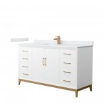 Amici 60 Inch Single Bathroom Vanity, Cultured Marble Countertop, Bronze Trim