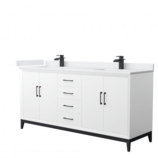 Amici 72 Inch Double Bathroom Vanity, Cultured Marble Countertop, Black Trim