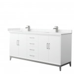 Amici 72 Inch Bathroom Vanity, Carrara Cultured Marble Countertop