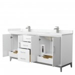 Amici 72 Inch Bathroom Vanity, Carrara Cultured Marble Countertop