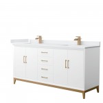 Amici 72 Inch Double Bathroom Vanity, Cultured Marble Countertop, Bronze Trim