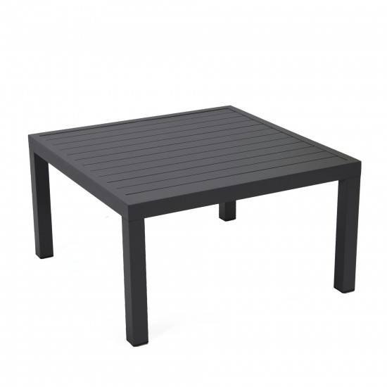 LeisureMod Hamilton Modern Outdoor Patio Aluminum Coffee Table, Black