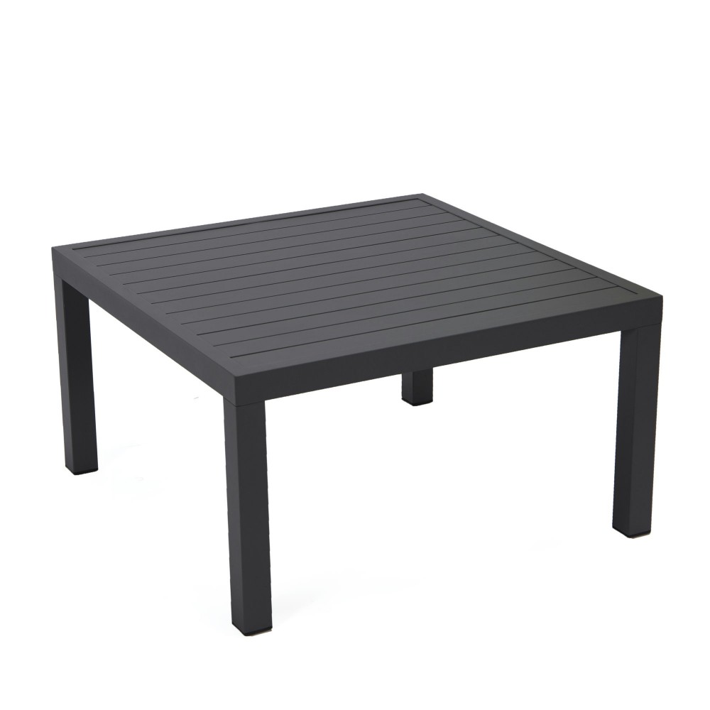 LeisureMod Hamilton Modern Outdoor Patio Aluminum Coffee Table, Black