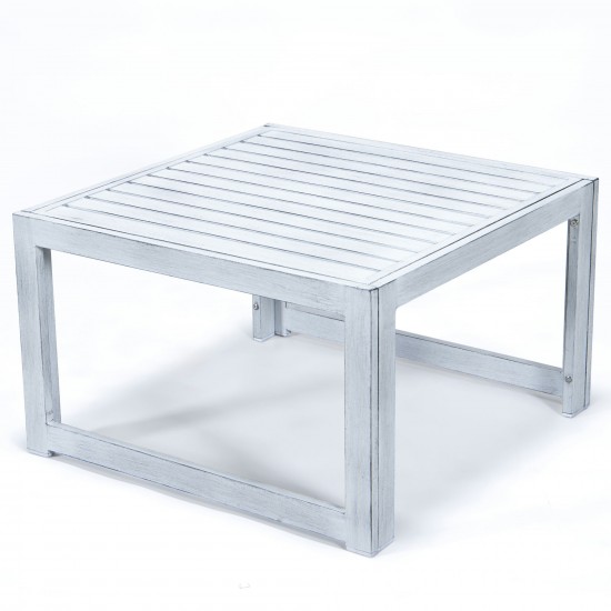 LeisureMod Chelsea Patio Coffee Table With Grey Aluminum, Weathered Grey