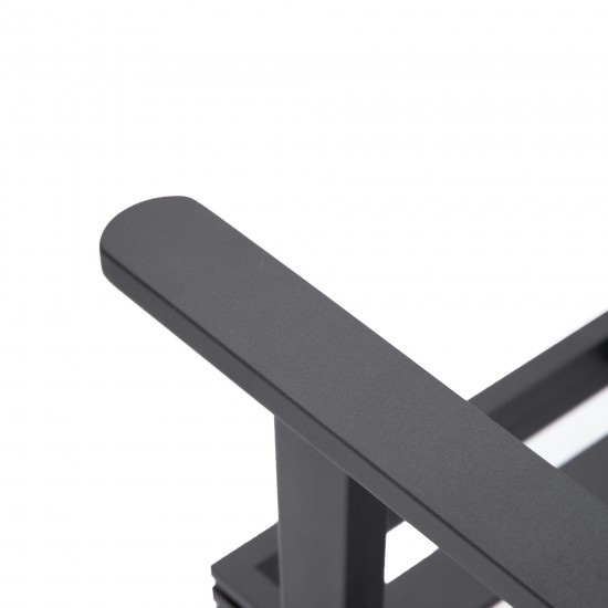 LeisureMod Walbrooke Black Patio Conversation, Slats Design Fire Pit, Charcoal
