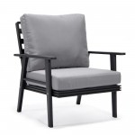 LeisureMod Walbrooke Black Patio Conversation, Fire Pit With Slats Design, Grey