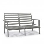 LeisureMod Walbrooke Grey Patio Conversation, Fire Pit With Slats Design, Beige