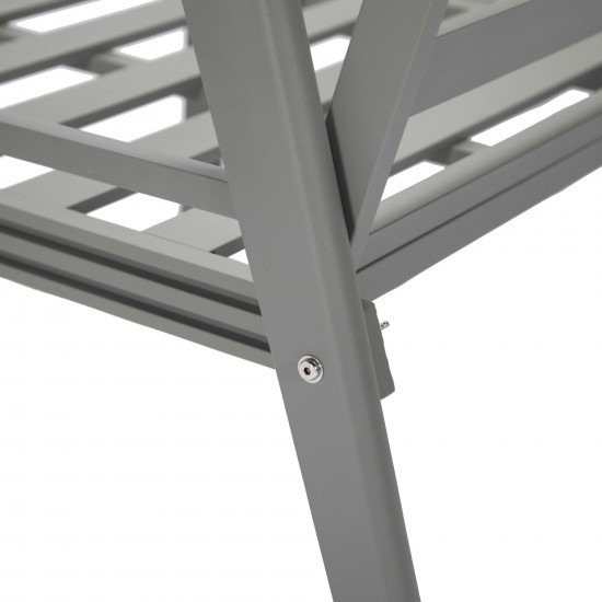 LeisureMod Walbrooke Grey Patio Conversation, Slats Design Fire Pit, Light Grey